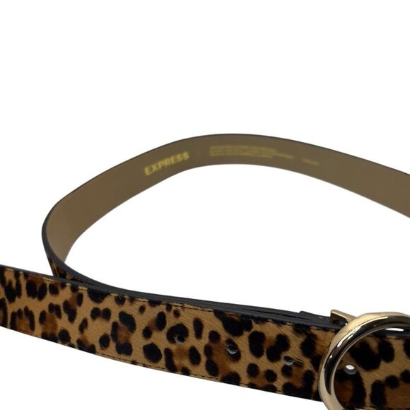 NWT Express Express Leopard Animal Print Hair Gold Double Ring Belt L - Picture 4 of 8